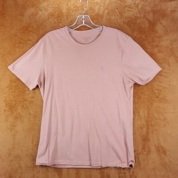 All Saints Other - ALLSAINTS Mens Shirt Large Pink Pullover Crew Embroidered Logo Tee